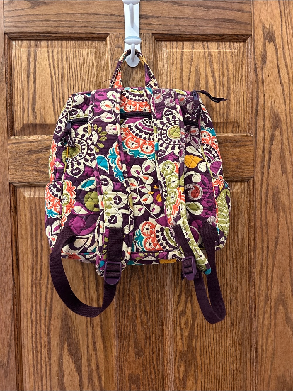 Vera Bradley Multicolor Floral Quilted Backpack with Teal & Yellow Accents image 3